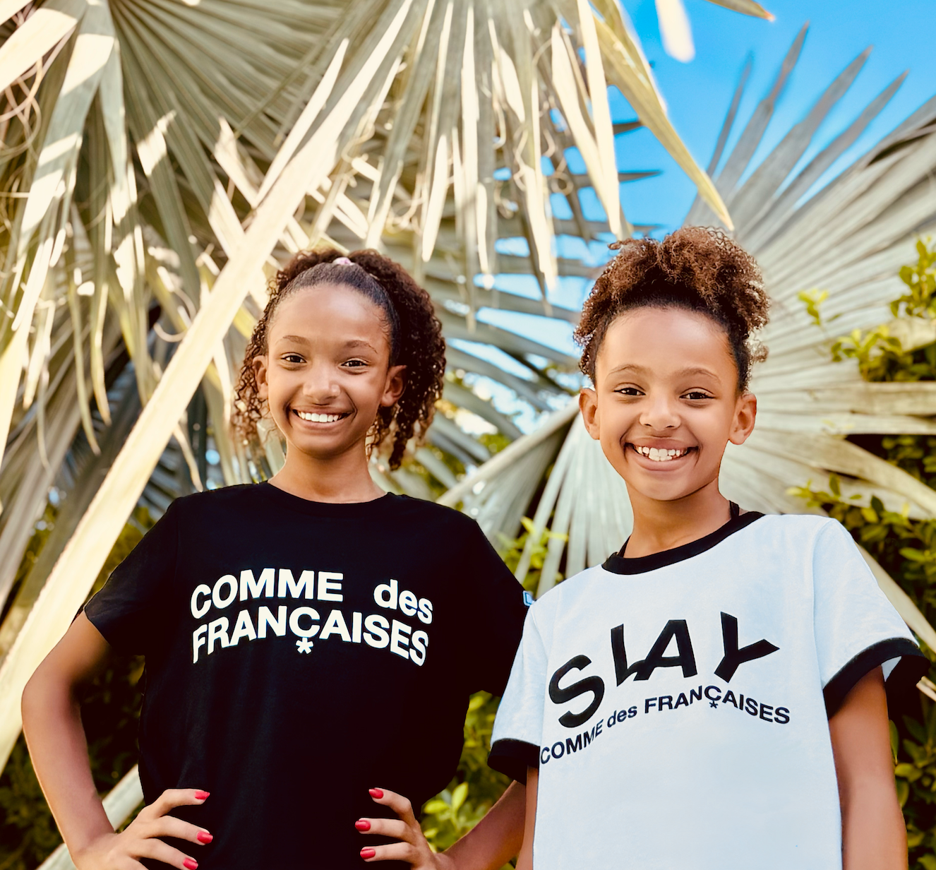 SLAY COMME des FRANÇAISES_White/Black Ringer Tee
