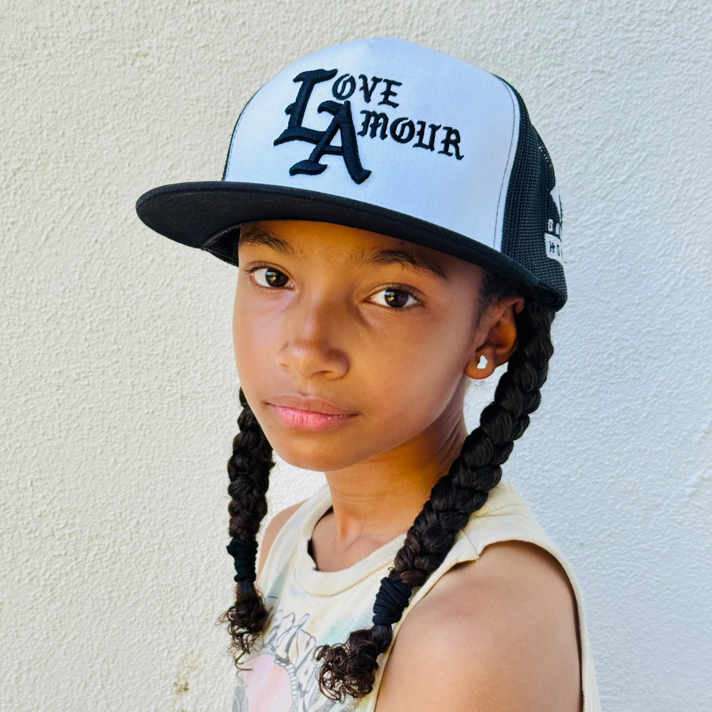 LOVE AMOUR _White Black Trucker Snapback Cap