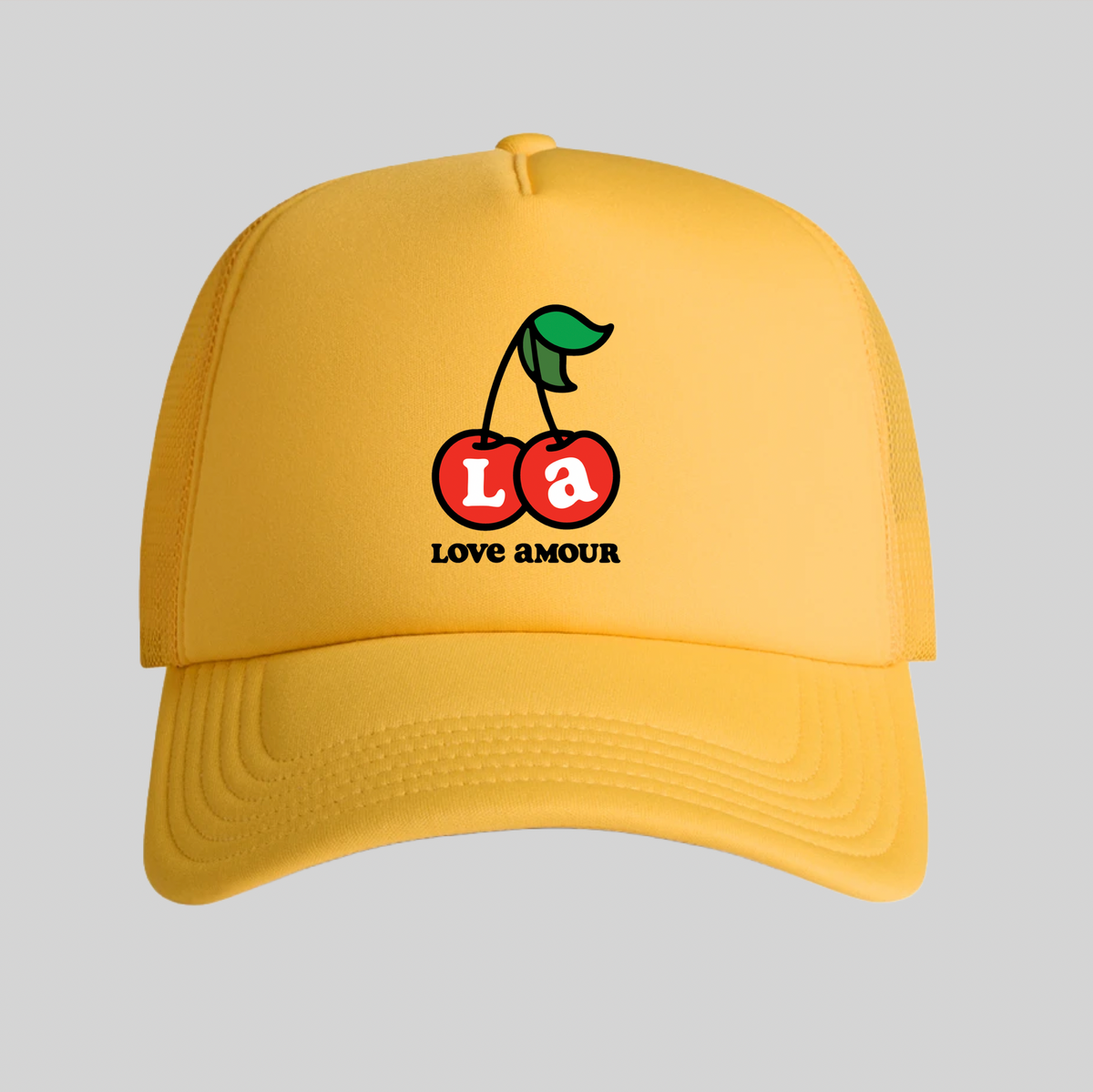 LA 🍒 LOVE AMOUR _ Foam Trucker Cap Yellow