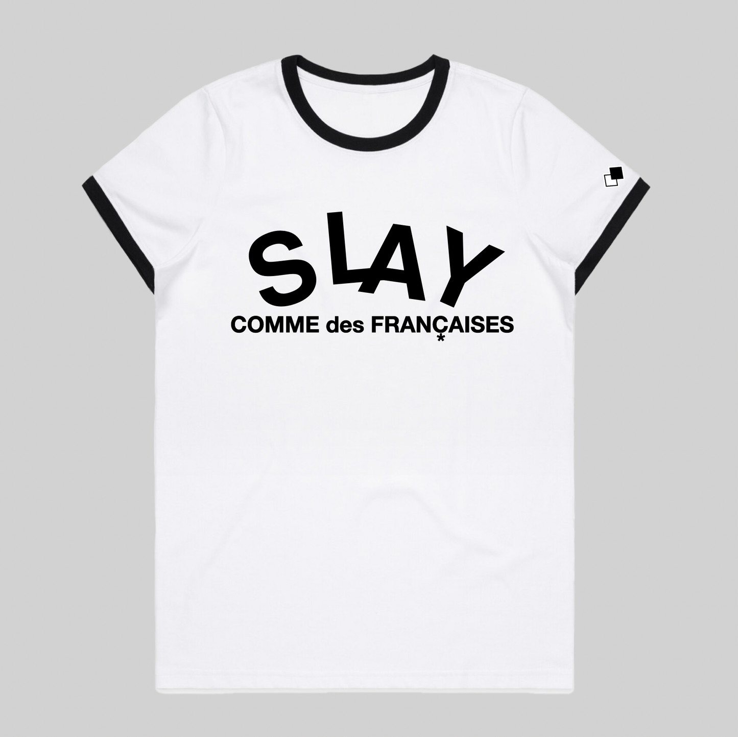 SLAY COMME des FRANÇAISES_White/Black Ringer Tee