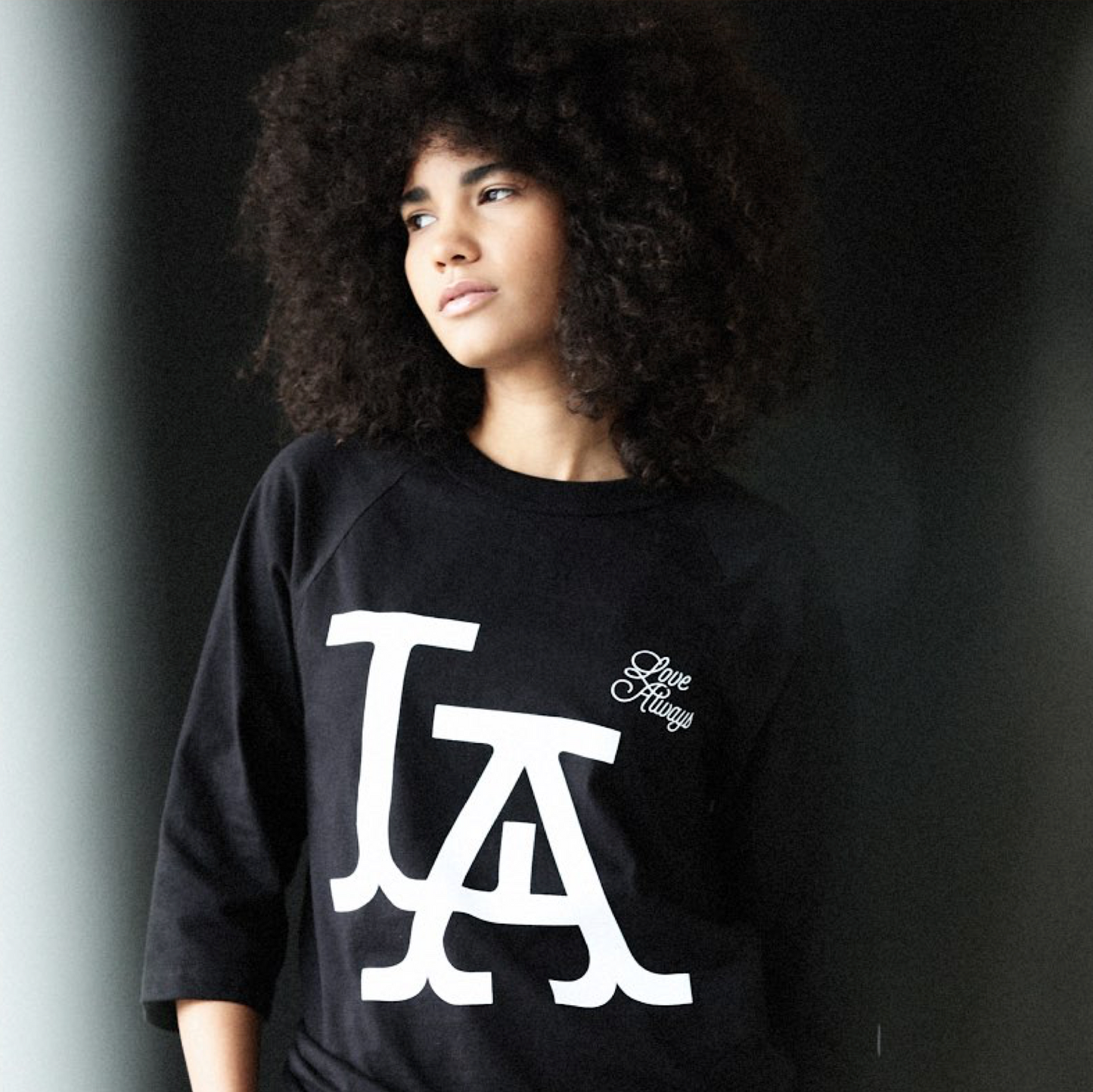 L A • Love Always_ Black Raglan Tee