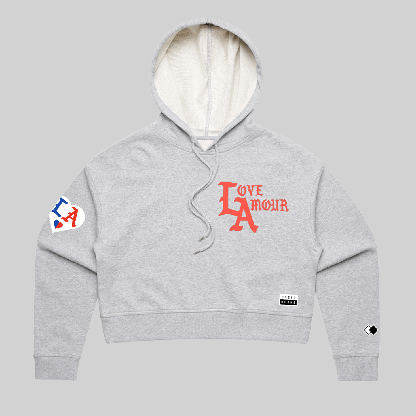 LA • LOVE AMOUR_Athletic Heather Crop Hoodie