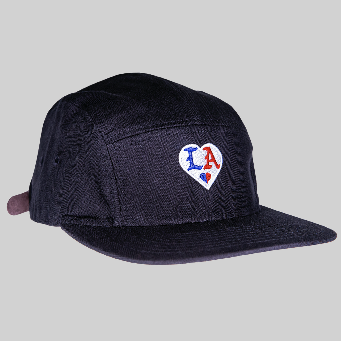 LA 🤍 HEART_Black Herringbone Strapback Cap