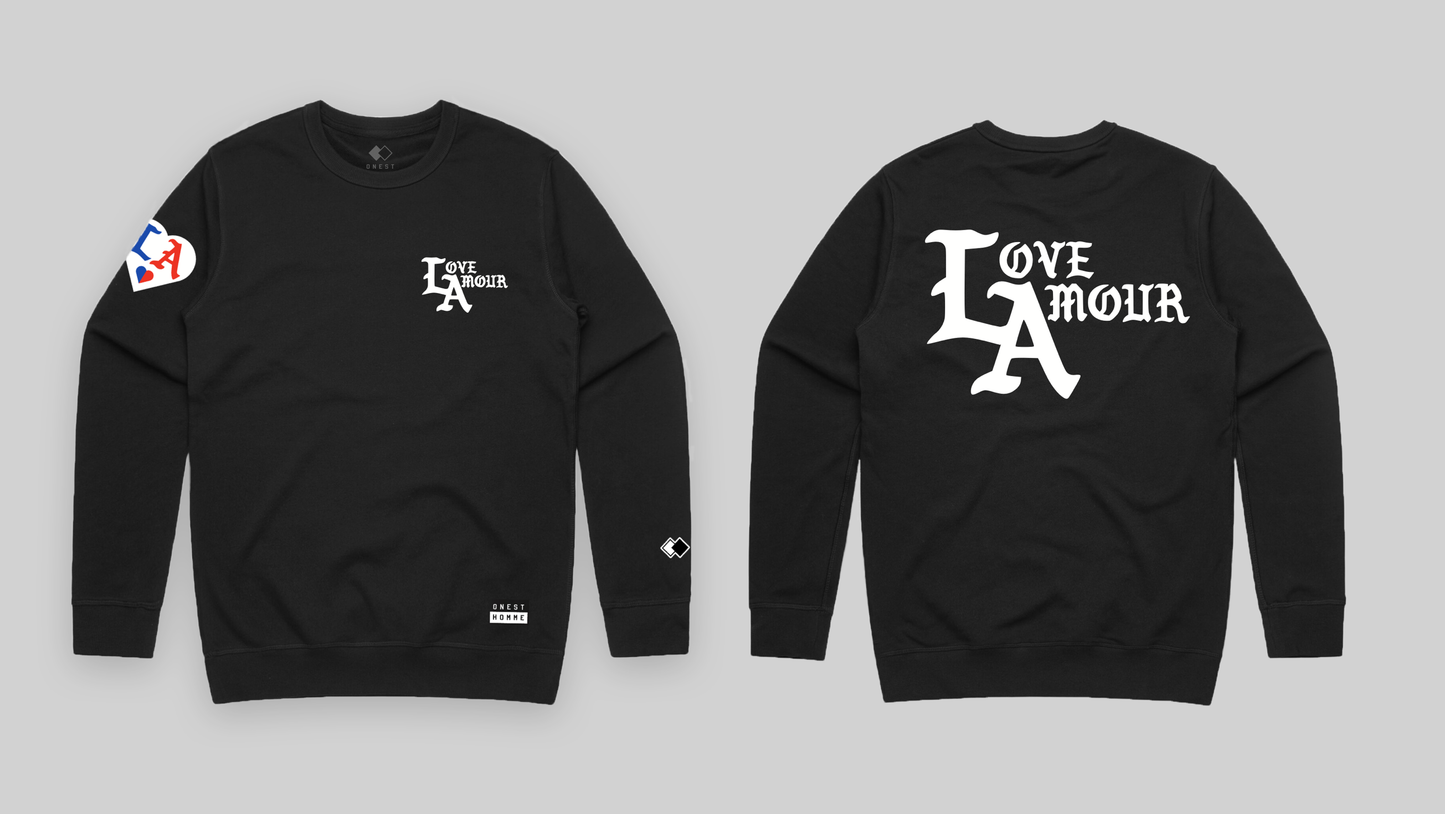 LA • LOVE AMOUR_Black French Terry Crew