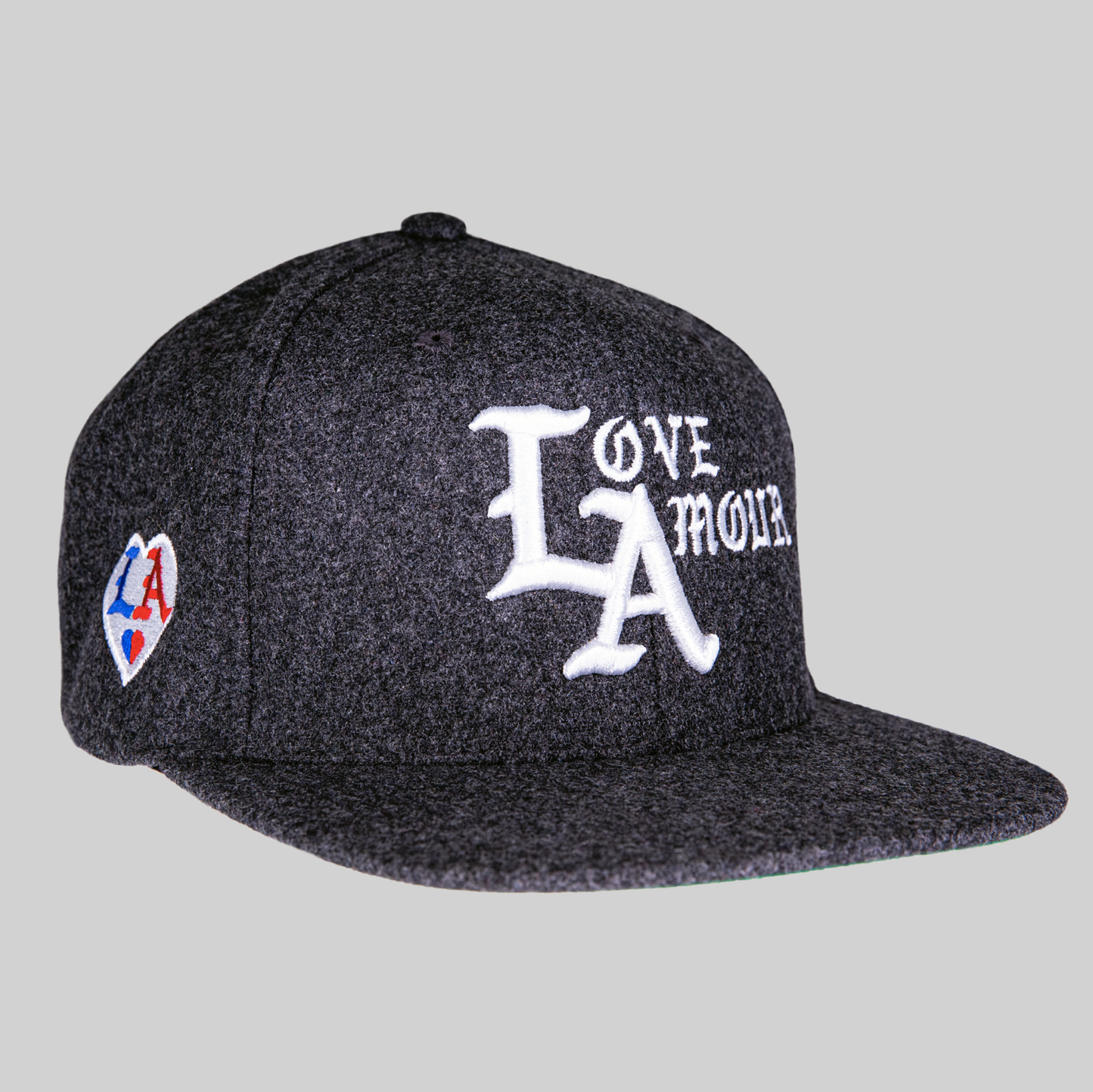 LA • LOVE AMOUR _Dark Heather Grey Melton Wool Blend Snapback Cap