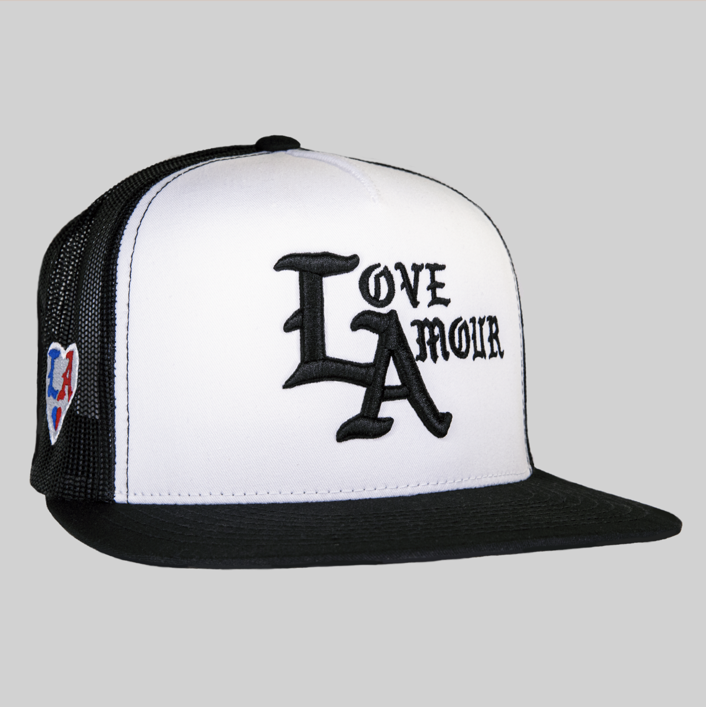 LOVE AMOUR _White Black Trucker Snapback Cap