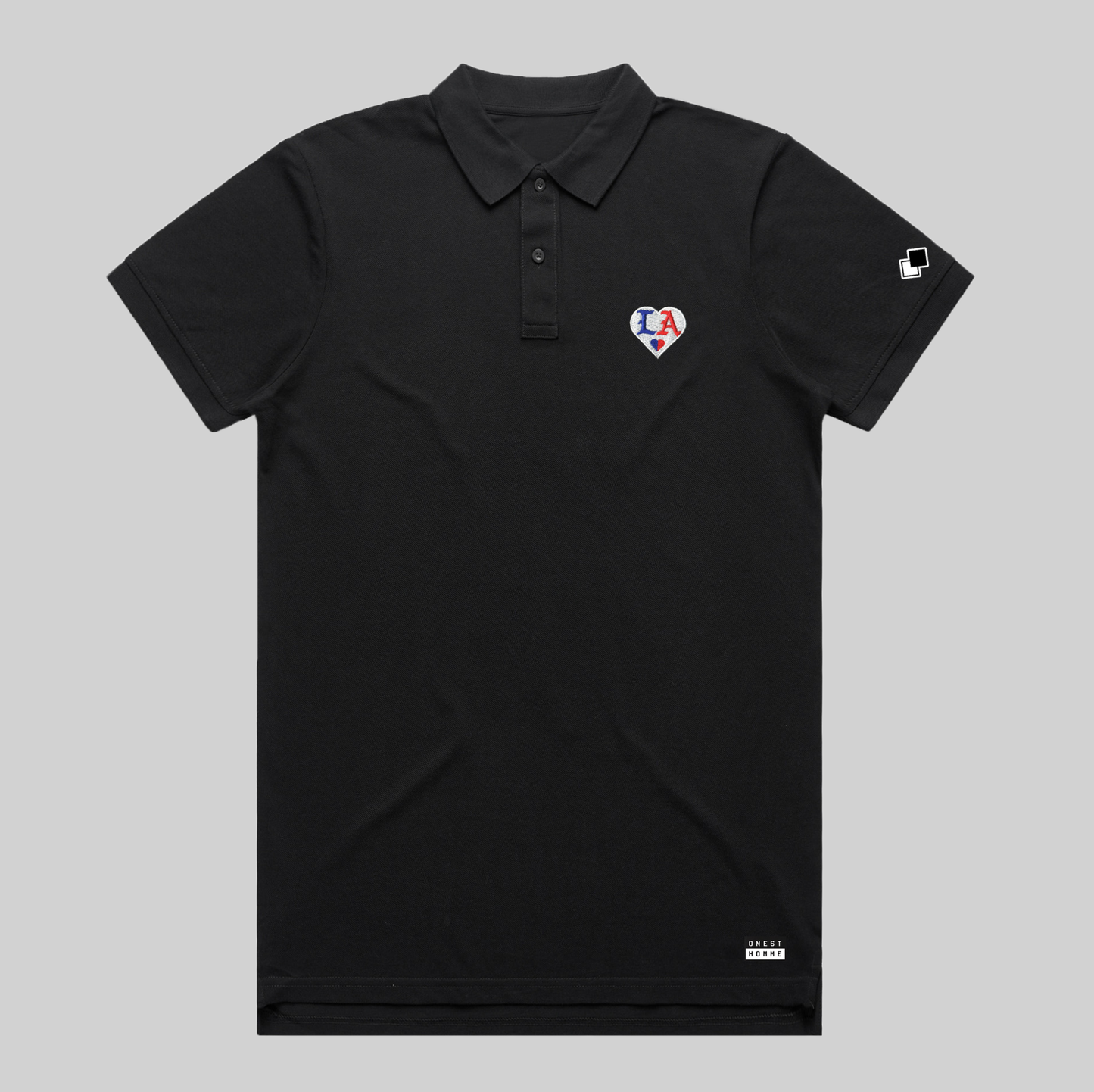 L A • HEART_Black Pique Polo