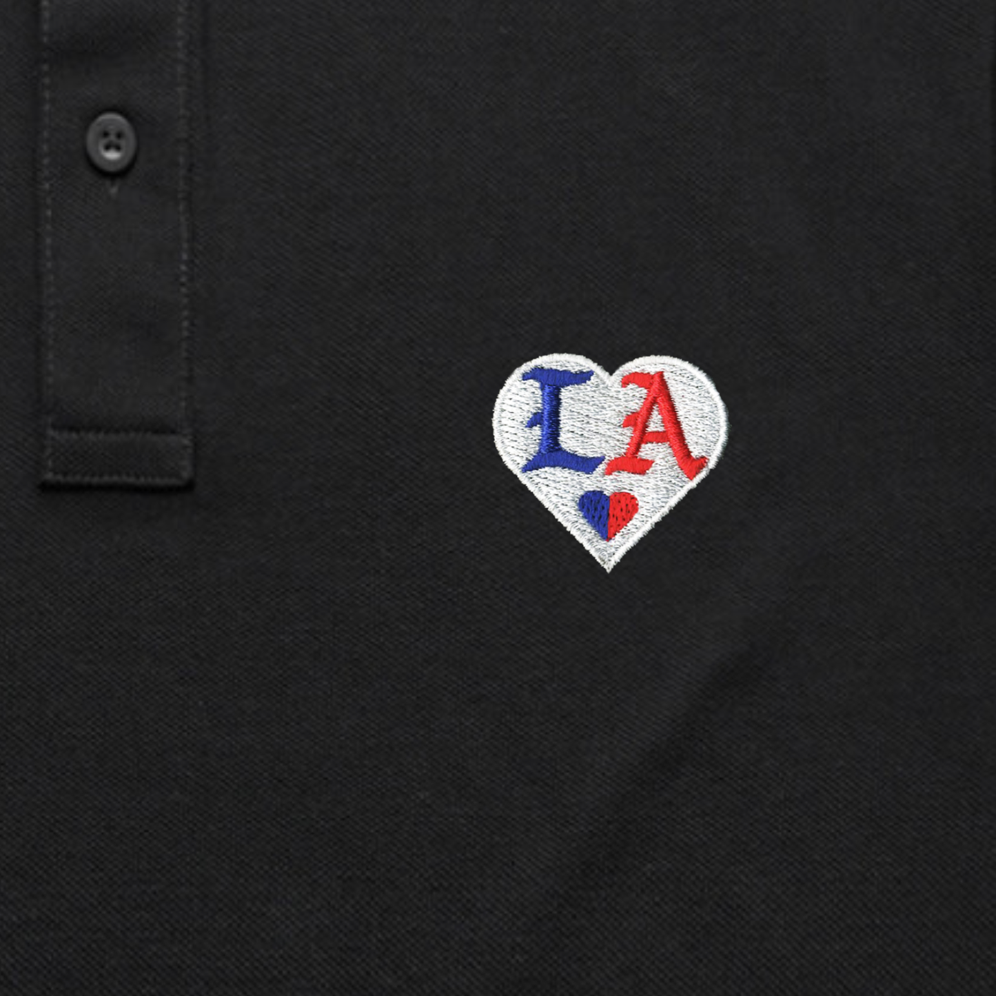 L A • HEART_Black Pique Polo