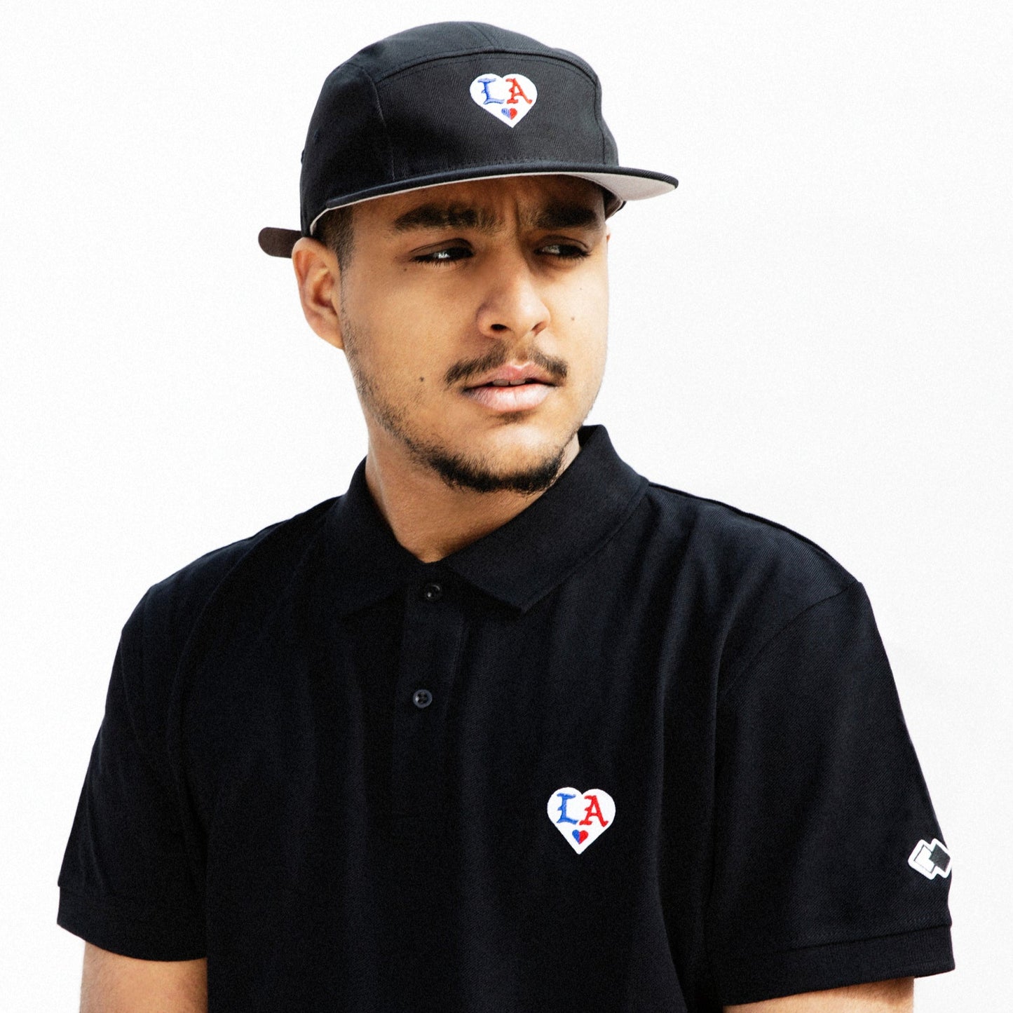 L A • HEART_Black Pique Polo