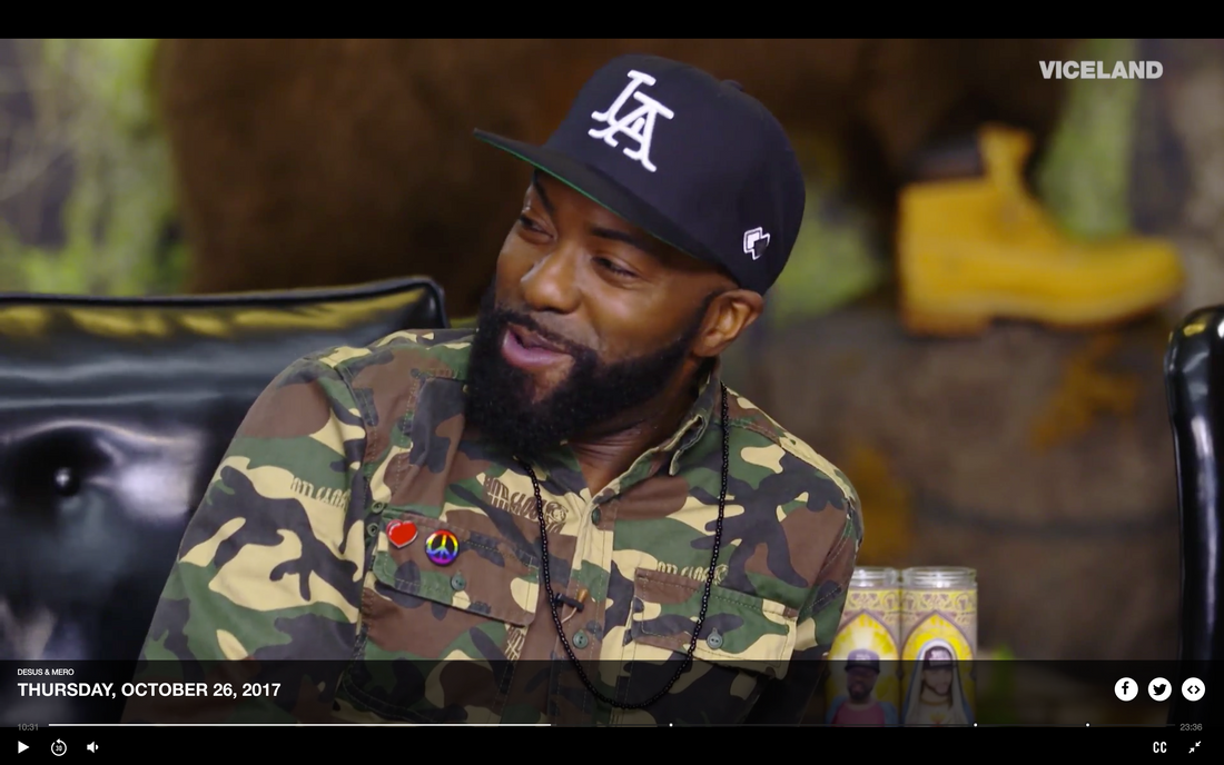 Our  "L A" cap featured on DESUS & MERO, the #1 late nite TV show!