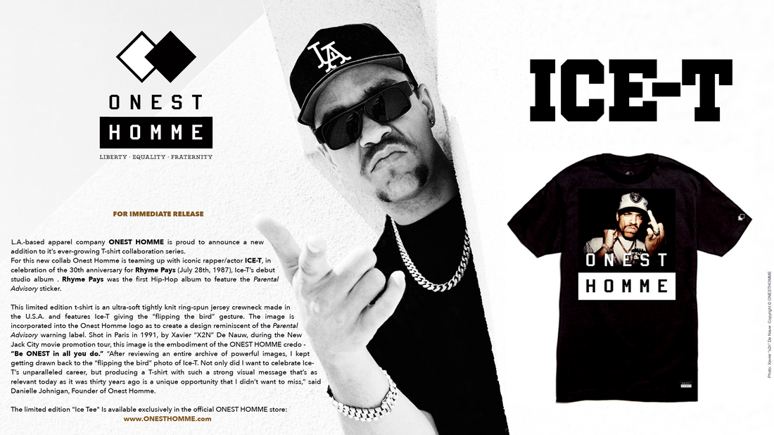 ONEST HOMME x ICE-T team up for a limited edition T-shirt collab