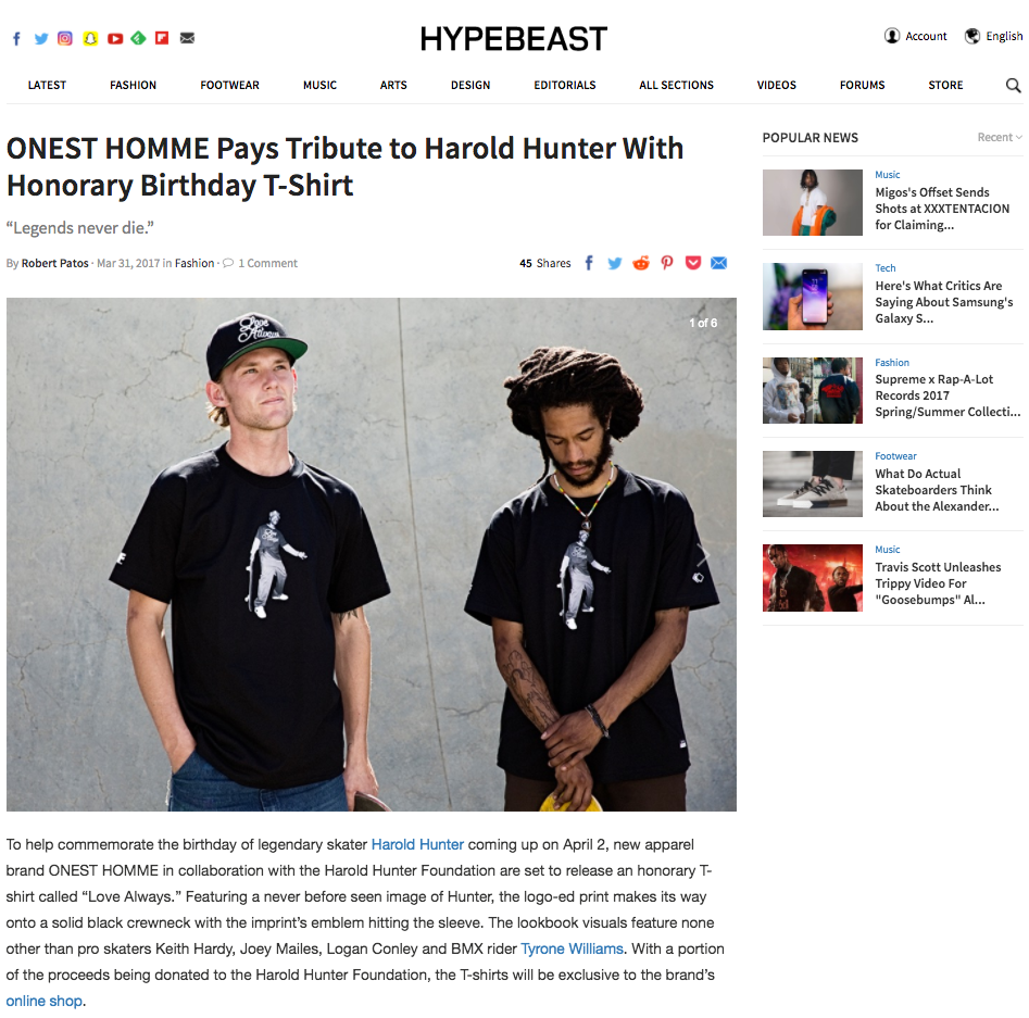 HYPEBEAST features ONEST HOMME !