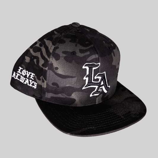 L A • ANGELENO_Black Multicam Patterns Snapback Cap