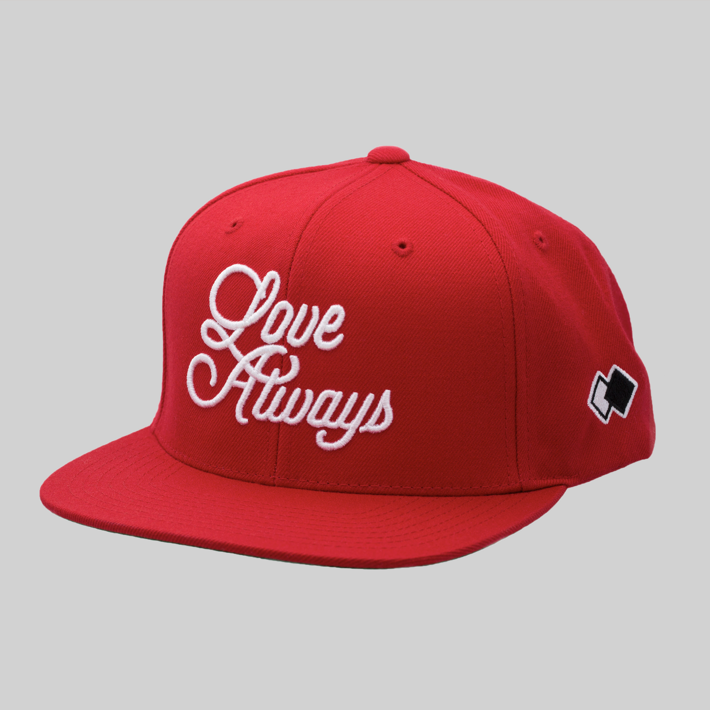 LOVE ALWAYS_ Red Snapback Cap