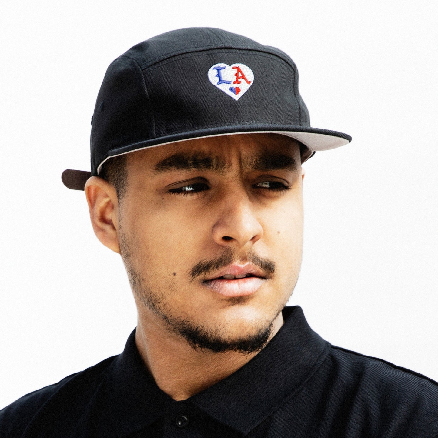 LA 🤍 HEART_Black Herringbone Strapback Cap